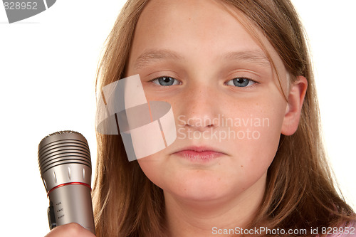 Image of unhappy girl when microphone turned off