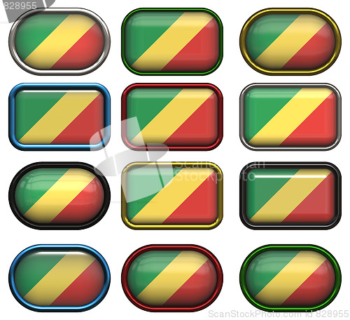 Image of twelve buttons of the Flag of the Republic of the Congo