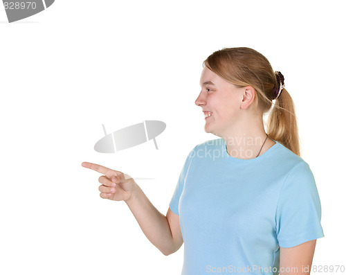 Image of teenage girl pointing