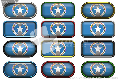 Image of twelve buttons of the Flag of Northern Mariana Islands