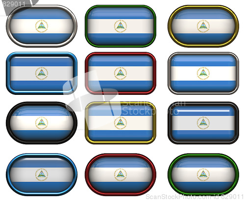 Image of twelve buttons of the Flag of Nicaragua