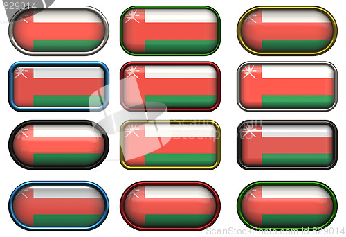 Image of twelve buttons of the Flag of Oman