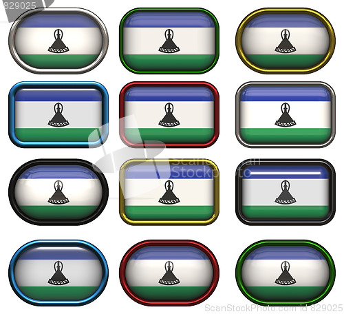 Image of twelve buttons of the Flag of Lesotho