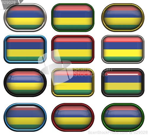 Image of twelve buttons of the Flag of Mauritius