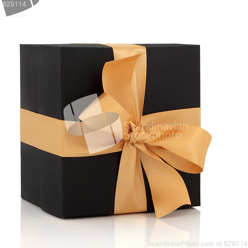 Image of Black Gift Box with Gold Bow