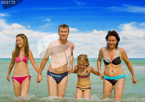 Image of happy family on vacation