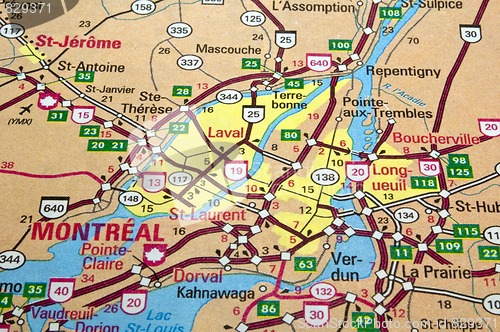 Image of Montreal map, Quebec.