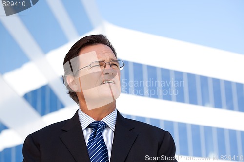 Image of Handsome Businessman Looking Out