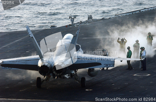 Image of F/A-18 on aircraft carrier