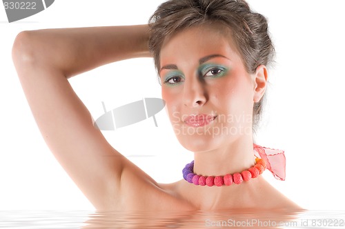 Image of Young beautiful brunette woman