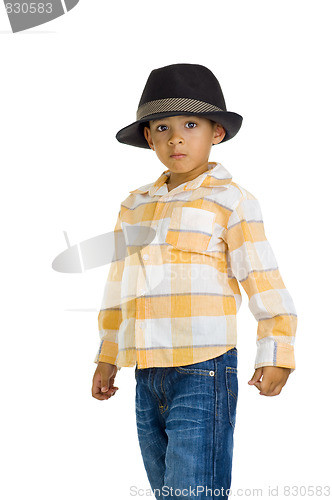 Image of cute eurasian boy with hat