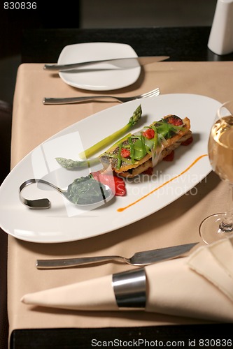 Image of fish asparagus and spinach