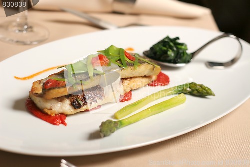Image of fish asparagus and spinach