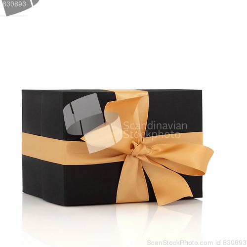 Image of Black Gift Box with Gold Bow