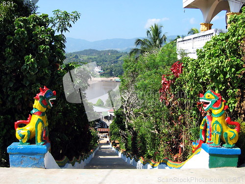 Image of The stairway to Thailand. Huay Xai. Laos