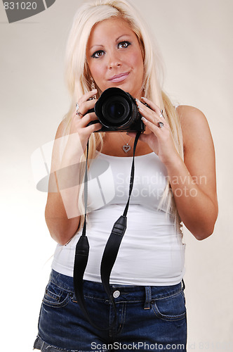 Image of Girl talking pictures