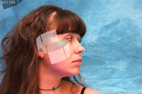 Image of profile of beautiful young woman