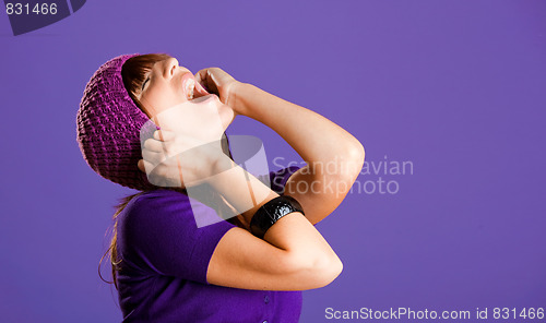 Image of Beautiful woman yelling