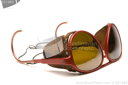 Image of glacier sunglasses glasses with leather side pieces and strap