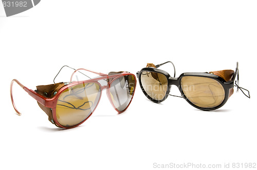 Image of glacier sunglasses glasses with leather side pieces and strap