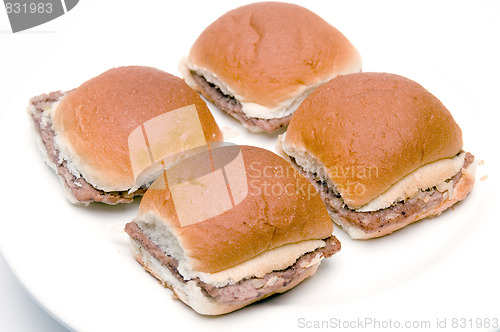 Image of mini hamburgers cheeseburgers with onions