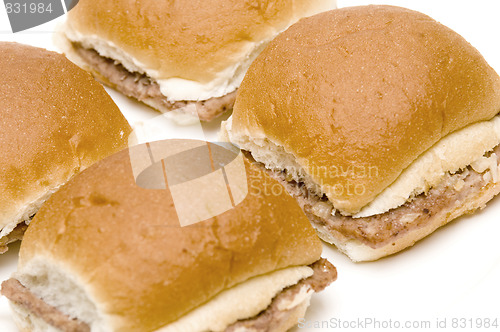 Image of mini hamburgers cheeseburgers with onions