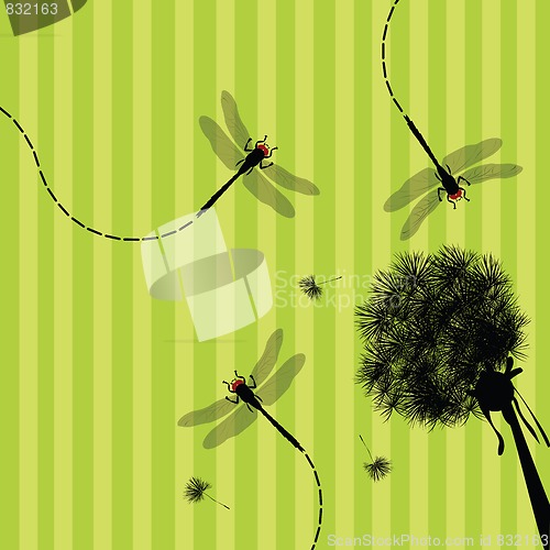 Image of Dandelion and dragonfly