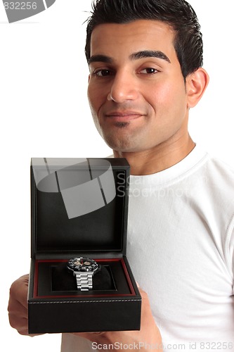 Image of Man showing a wristwatch