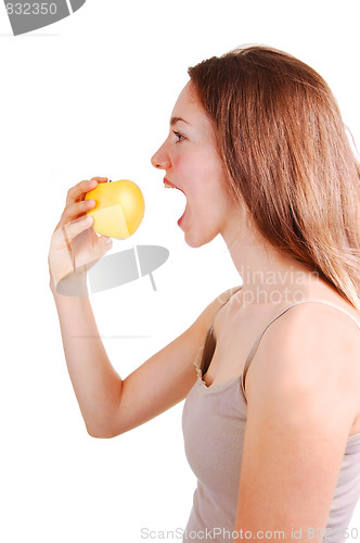 Image of Girl eating apple.
