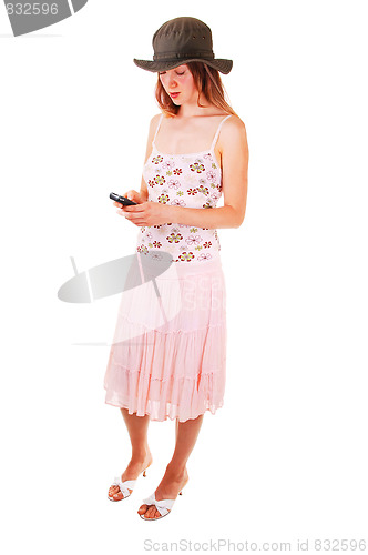 Image of Woman dialing on the phone