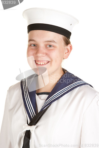 Image of young sailor isolated white background