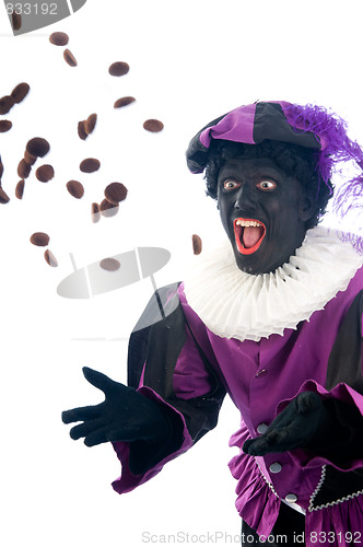 Image of Zwarte Piet throwing ginger nuts