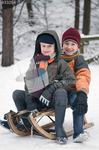 Image of Boys On A Sled