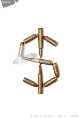 Image of Dollar symbol made of cartridges isolated