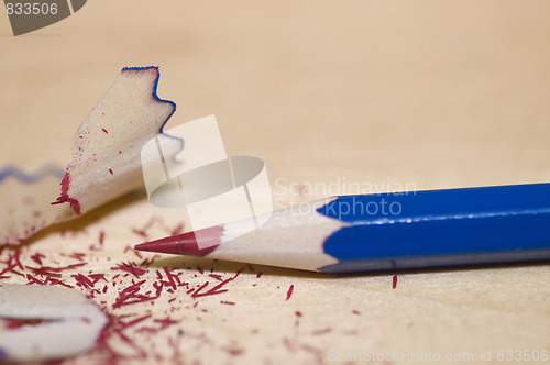 Image of red and blue pencil