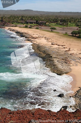 Image of Molokai Hawaii Coastline with Resort