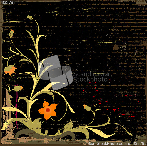 Image of grunge floral composition