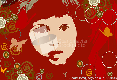 Image of girl with circles and buterflies