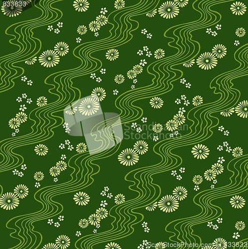 Image of design with flowers and waves