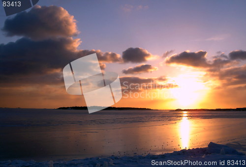 Image of Winter sea sunset