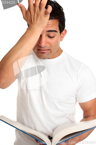 Image of Worried stressed frustrated studying student