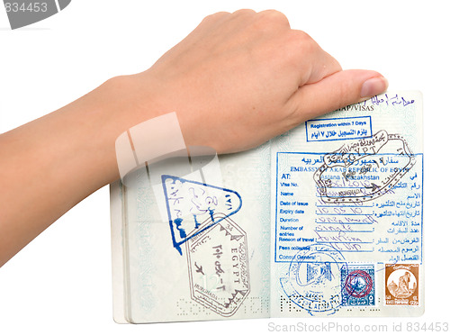 Image of passport in a hand