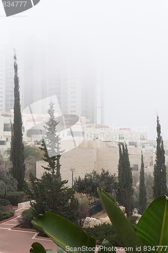 Image of Building under construction in the fog