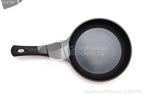 Image of Black frying pan top view isolated