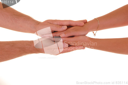 Image of Man and woman hands.