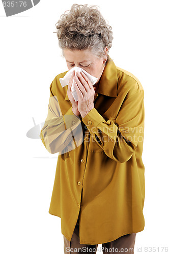 Image of Senior woman with a cold.