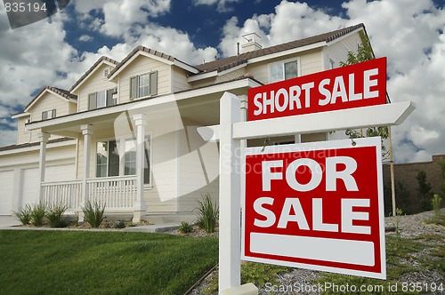 Image of Short Sale Home For Sale Sign and House