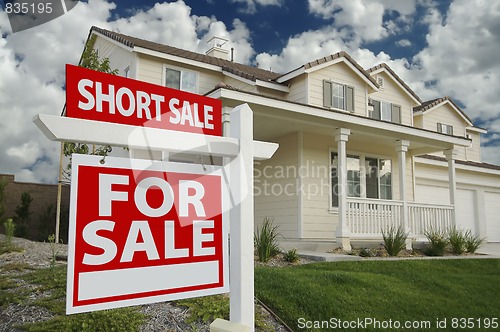 Image of Short Sale Home For Sale Sign and House