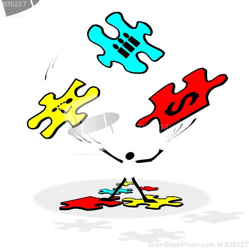 Image of juggling the puzzle of time, money and manpower