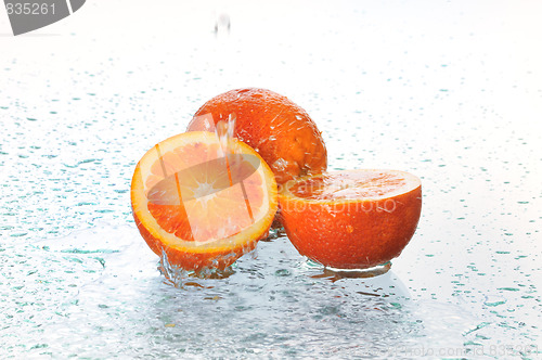 Image of orange in water